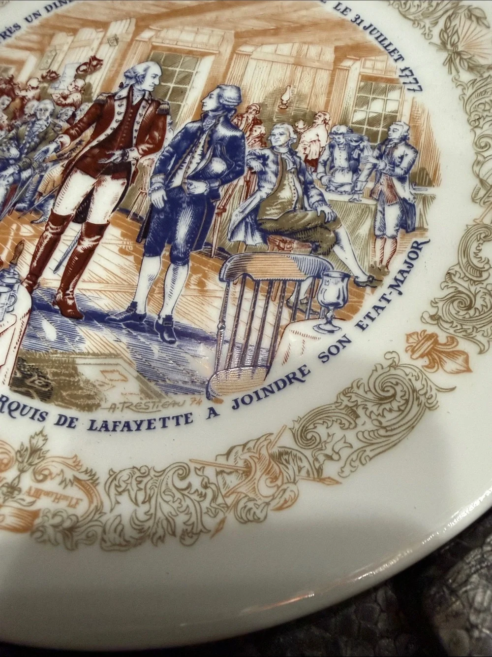 D’Arceau Limoges Lafayette Legacy Plate III 1974 COA Box Washington Lafayette